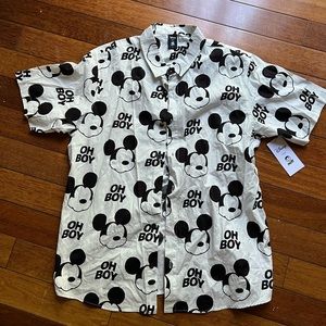 NEFF x Disney Mickey Mouse OH BOY White Black Button Down Shirt Size L